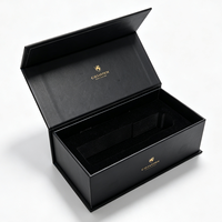Boîtes cadeaux magnétiques noires recyclables personnalisées en gros avec logo doré, boîtes d'emballage de luxe pour parfums et huiles essentielles