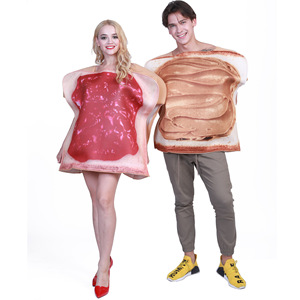 Earspooky Halloween Couple Costume Jam And Peanut Butter Food Set Tenue de fête unisexe pour adultes - Product Image 1