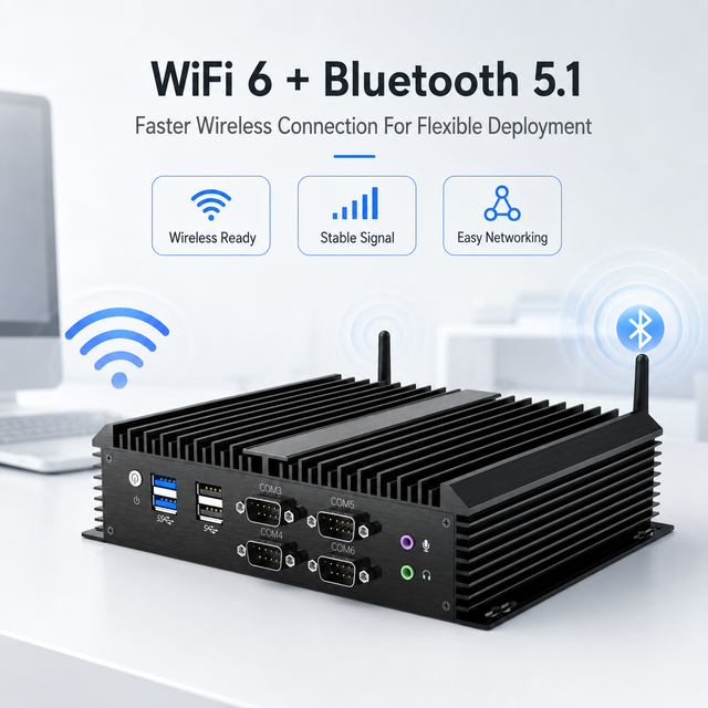 Industrial Fanless Mini PC Intel 7 DDR4 MSATA SSD Server Dual LAN 6 COM Wireless 300M WiFi Embedded Computer Machine Vision PC