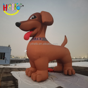 Mascotte de dachshund brun géant, animal gonflable, design de scène, chiens avec collier décoratif - Product Image 2