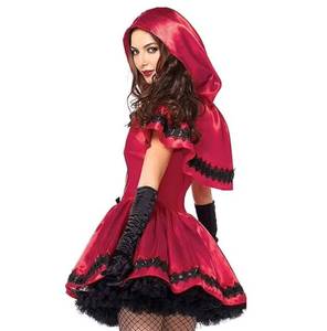 Disfraz Gótico de Caperucita Roja para Mujer - Conjunto de 3 Piezas (Capa, Sombrero, Vestido + Guantes) para Representaciones Escénicas - Product Image 3