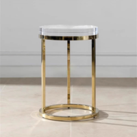 Table basse moderne en acier inoxydable et acrylique avec verre trempé ultra-transparent et accents dorés – Meuble de salon durable pour usage domestique