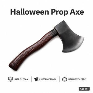 Hacha de espuma de poliuretano para Halloween - Accesorio clásico de una sola hoja para cosplay, teatro, fotografía y fiestas - Product Image 1