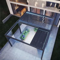 Pergola rétractable en aluminium avec lames orientables et télécommande pour terrasse et jardin, toit imperméable, élégante