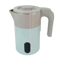 Bouilloire à double paroi 1,8 L Gris et bleu avec découpes étoilées et affichage de la température, toucher froid, arrêt automatique, protection contre l'ébullition à sec, rotation à 360° °   Base OEM