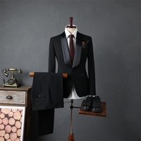Jas Hitam Pria 3-Piece Slim Fit untuk Pernikahan, Kancing Depan, Blazer Bisnis, Jas Pengiring Pria XL Single Breasted, Veste Costume Homme