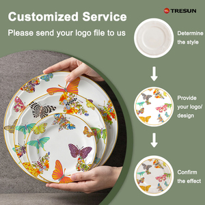 Vajilla Clásica de Porcelana Blanca Ecológica con Diseños Personalizables, Logotipos y Formas Florales, Platos de Cerámica - Product Image 6