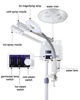 Máquina de vapor Facial 3 en 1 para salón de belleza, máquina de vapor Facial para Terapia de ozono, uso doméstico, profesional, caliente y frío, 22 unidades