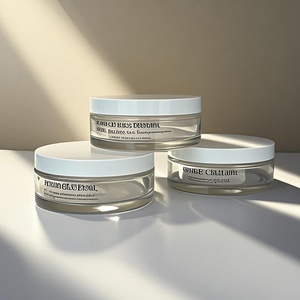 Custom Printed 100g Glass Jar Straight Round Wide Mouth Facial <b>Scrub</b> Cosmetic Glass Jar with Plastic Lid for Face Cream - Product Image 1
