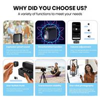 Microphone à condensateur sans fil avec suppression du bruit 2.4G, affichage LED de la batterie, USB/Type-C, portable pour conférences et streaming en direct