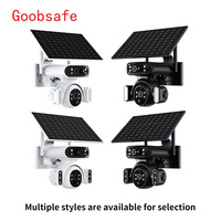 Cámara Solar Goobsafe V8 AOV de 8MP con Doble Lente PTZ, Detección PIR 355, Seguimiento Humanoide, Luz de Advertencia Roja y Azul, 4G WiFi, Tarjeta de Memoria