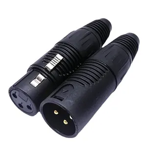 Par de conector de microfone de áudio xlr, sdpsia 3 pinos conector preto macho e fêmea plugue adaptador de conector de cabo