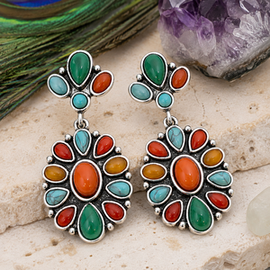 Orecchini pendenti multicolori da donna, stile bohémien vintage, accessori per l'uso quotidiano - Product Image 3