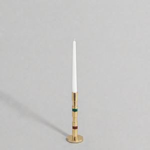 Lumina Candlestick Holder with Green and <b>Red</b> Inlays for Home Decoration - Product Image 1