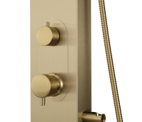Style traditionnel intelligent salle de bain mitigeur robinet de douche finition or brossé acier inoxydable colonne pluie jet motif laiton