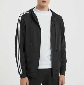 Hommes automne fermeture éclair à manches longues hauts <span class=keywords><strong>noir</strong></span> sweats à capuche de sport course entraînement survêtement respirant polyester séchage rapide veste à capuche - Product Image 1