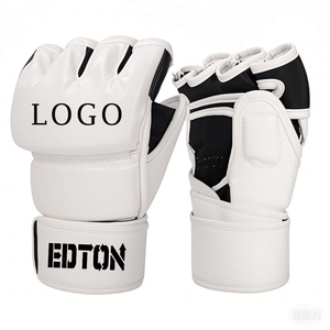 قفازات ملاكمة وفنون قتالية مختلطة عالية الجودة مخصصة خفيفة الوزن وقابلة للتنفس بنصف إصبع مع إغلاق بخطاف وحلقة لـ UFC والمواي تاي والفنون القتالية - Product Image 2