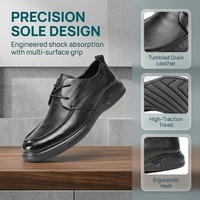 Chaussures en cuir véritable lisse noir pour hommes, durables, classiques, pour le bureau, vente en gros, logo personnalisé