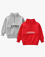 Nouveau Pull Polaire Garçon Automne Hiver 2026, Col Montant Demi-Zip, Coupe Ample, Broderie Lettres, Chaud et Décontracté, Haut Enfant, Vente en Gros