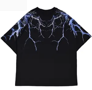 2021 уличная темно lightning футболка в стиле «хип-хоп» для мужчин свободного кроя с короткими рукавами 100% хлопковая Футболка модная обувь в стиле хип-хоп черные Топы И Футболки