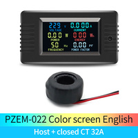 PZEM-022 32A Coil CT Digital pengukur energi 6-in-1 Voltmeter Kwh Meter tegangan Panel Meter 220V warna LCD monitor daya Rumah