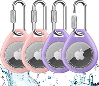 Étui de protection en TPU rose et violet avec mousqueton à verrouillage rotatif en acier inoxydable 304, support anti-perte et anti-rayures pour Apple AirTag 2