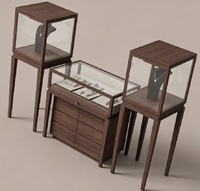 Support de présentation de bijoux en MDF et verre trempé de luxe avec éclairage LED, finition personnalisable pour les magasins de bijoux haut de gamme