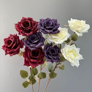 Roses artificielles Pingping, 3 têtes, couleur cappuccino, fleurs en soie pour décoration de voiture de mariage, décoration intérieure, arrangements floraux - Product Image 3