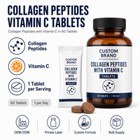 Comprimés de collagène et de vitamine C, 60 unités, complément alimentaire pour adultes, formule personnalisée, marque privée, OEM, ODM