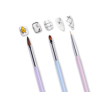 Pincel de Uñas de Cristal de Tres Colores, Pincel Ovalado de Nailon Rizado para Pintar con Gel y Crear Degradados, para Manicura - Product Image 2