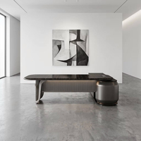 Bureau de direction ergonomique de luxe à finition brillante, respectueux de l'environnement, en MDF E1, avec charge sans fil, table de patron moderne, mobilier de bureau moderne