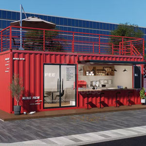 Maison conteneur modulaire à deux étages pour influenceurs, avec façade commerciale, utilisable comme boutique ou hall d'exposition, pour petite ville - Product Image 1