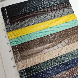 Natural crocodile PVC vinyl leather glossy crocodile PVC leather for bags men belts