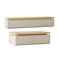 Nouveau meuble TV minimaliste à coins arrondis, table basse moderne en bois massif, combinaison haut de gamme pour salon