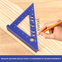 Règle d'angle triangulaire en aluminium 22,5-90 degrés, rapporteur de menuiserie, jauge de marquage pour le traçage de trous
