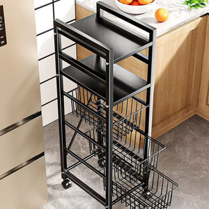 Vielseitiges Modernes Design Nachhaltiges Mehrstöckiges Metall-Küchenregal mit Körben und Rollen für Vielseitige Gemüse- und Obstaufbewahrung - Product Image 5