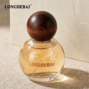 Aesthetic Custom Crimp Transparent Round <b>Perfume</b> Glass <b>Bottle</b> <b>30ml</b> 50ml 100ml Empty Clear <b>Perfume</b> <b>Bottle</b> with Round Wooden Cap - Product Image 2