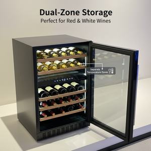 Vinopro Ayarlanabilir Raflı 60cm Şarap Dolabı Çift Bölgeli 46 Şişe Kapasiteli Ankastre Kırmızı Şarap Soğutucu Buzdolabı 45 Derece İçe Yönelik Işık ile - Product Image 5