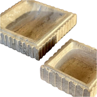 Stonekocc 15.5x15.5x5cm marbre pierre princesse coupe irrégulière carré poli écologique bol rétro doux décoration de la maison