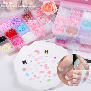 15 grilles Nail Art Décoration Rose Blanc Coeur <span class=keywords><strong>Papillon</strong></span> Arc Mixte Nail Décoration Noeud <span class=keywords><strong>Papillon</strong></span> Nail Art Charms - Product Image 1