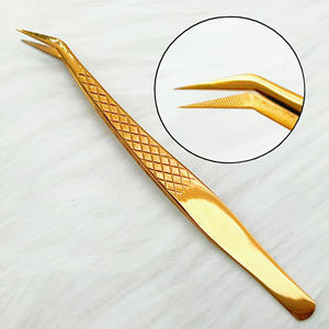 Pinzas para Pestañas de Acero Inoxidable con Punta de Fibra, Color Oro Rosa |   Herramienta de Precisión para Pestañas Gold Feather Dolphin Blooming - Duradera - Product Image 3