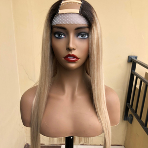 Nueva Llegada Highlight Hair U Part Peluca Cabello Humano 22 "150 Densidad Cabello Liso Sedoso Transparente Brasileño 1 PC Largo Medio - Product Image 1