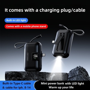 TJ15ชาร์จ3A เร็วขนาด18W/20W/22.5W 5000mAh 10000mAh ธนาคารพลังงานโปร่งใสขนาดเล็กจอแสดงผลดิจิ<span class=keywords><strong>ต</strong></span>อลสาย2in1ใน<span class=keywords><strong>ต</strong></span>ัว - Product Image 2