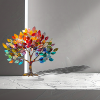 Dropshipping Arbre de Vie 2D Acrylique Décoration de Bureau Acrylique Transparent Plat Décoration de Table Art Décorations avec Base en Acrylique