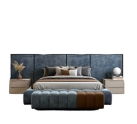 Ensemble de meubles de chambre à coucher d'hôtel 5 étoiles modernes, simple, lits jumeaux, Queen et King, style panneau de bois pour appartement et salon