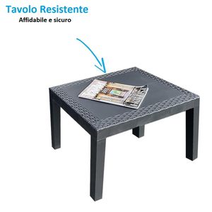Ensemble salon de jardin 4 places Anthracite en polypropylène, canapé, 2 fauteuils, table basse avec coussins, mobilier de terrasse - Product Image 5