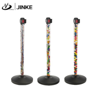Poteaux de contrôle de foule en plastique transparent avec LED, barrière de file d'attente rétractable avec ceinture
