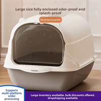 Bac à litière pour chat extra-large entièrement fermé en plastique ABS, design anti-odeur et anti-éclaboussures, toilette pour chat avec désinfection UV