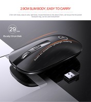Mouse Gaming Nirkabel 2.4GHz A8 Rechargeable Slim 4D Terbaik, LED Backlit, Tombol Senyap USB, Portabel, Resolusi Tinggi untuk PC