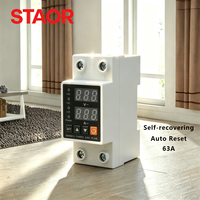 Dispositif de protection contre les surtensions et les sous-tensions 220V AC, protecteur automatique 40/63A monophasé avec montage sur rail DIN 35mm